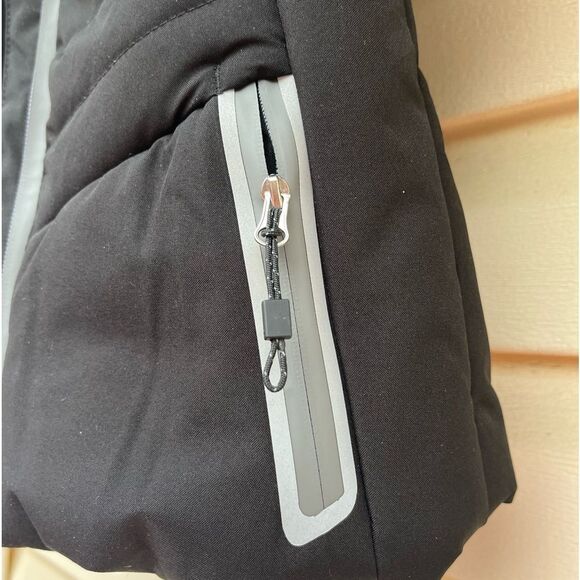 AQ Explore The Unknown Unisex black puffer coat, front & side zippers, hood,5-6 - Picture 5 of 9